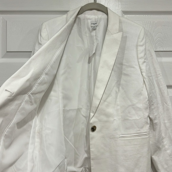 J. Crew Factory Linen-blend One-button Blazer White Size 12 - Picture 3 of 7